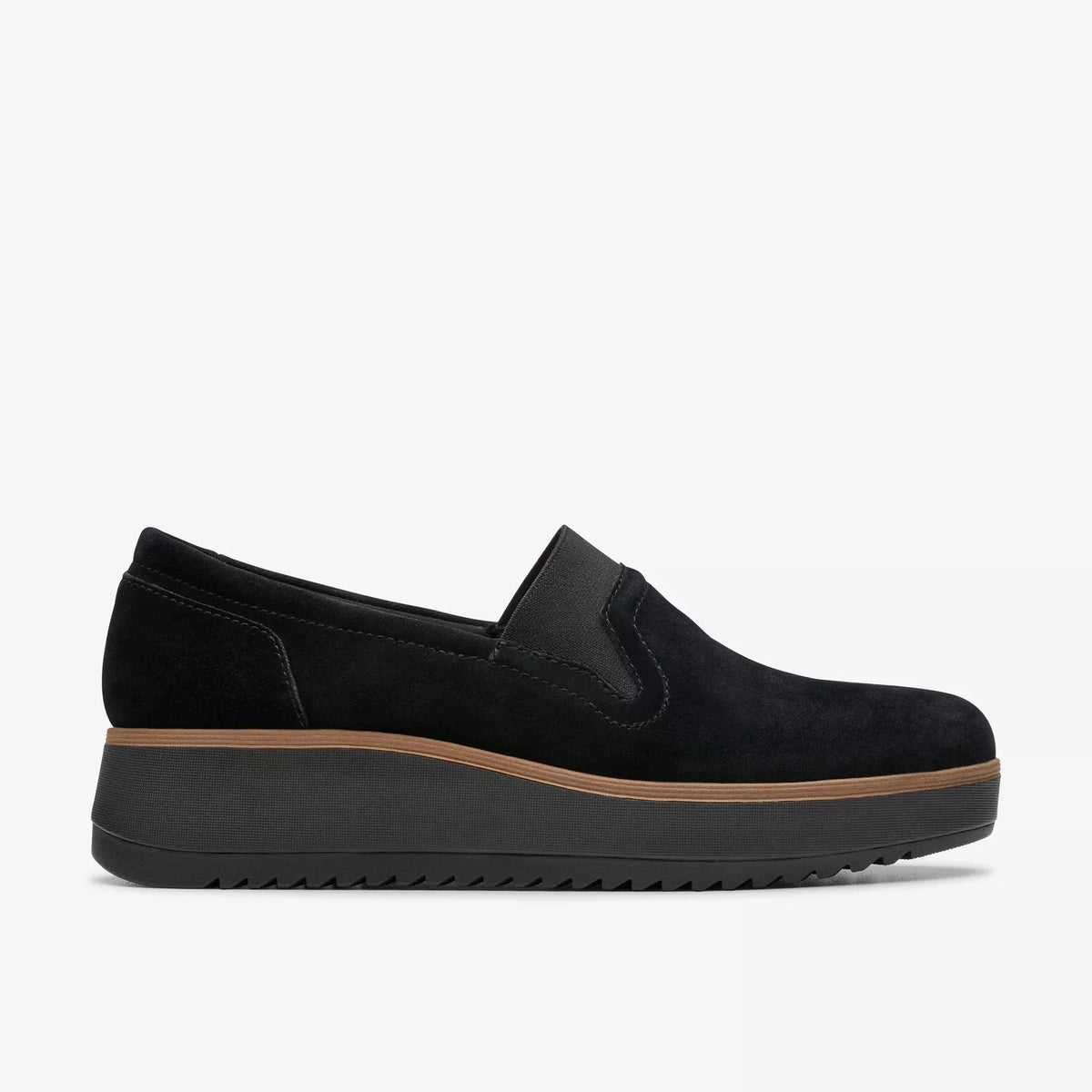 Clarks ladies black suede shoes online