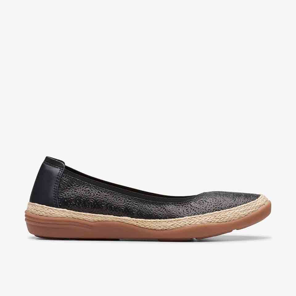 Clarks Women's Elaina Rae Black Leather | Pewter Metallic – THE SHOE PLAZA