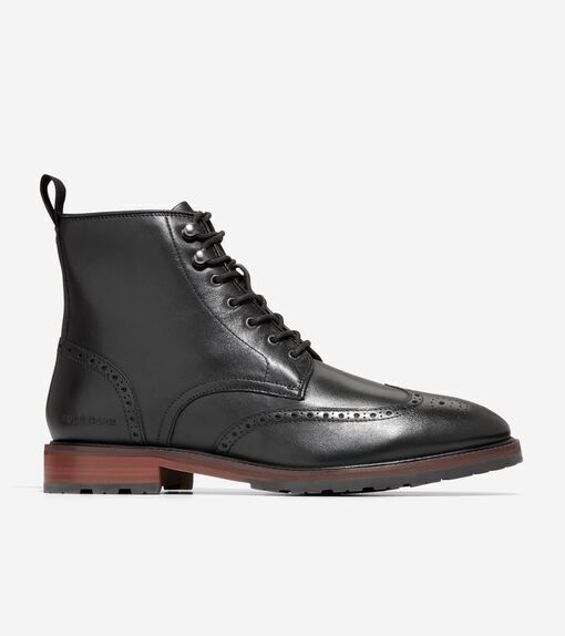 Cole Haan Men's Berkshire Lug Wingtip Boot Black/CH Dark Sequoia