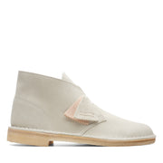 Clarks Mens Desert Boots Off White Suede
